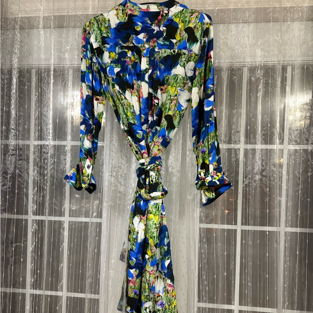 Paul Smith Vibrant Blue Floral Long Sleeve Dress